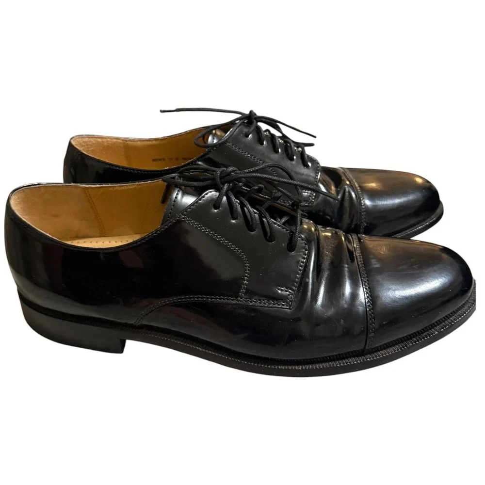 Cole Haan Caldwell Mens 11 D Black Leather Cap Toe Oxford Dress Shoes 08330‎